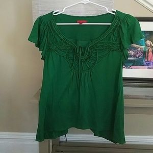 Anthropologie Medium Green Cap Sleeve Top